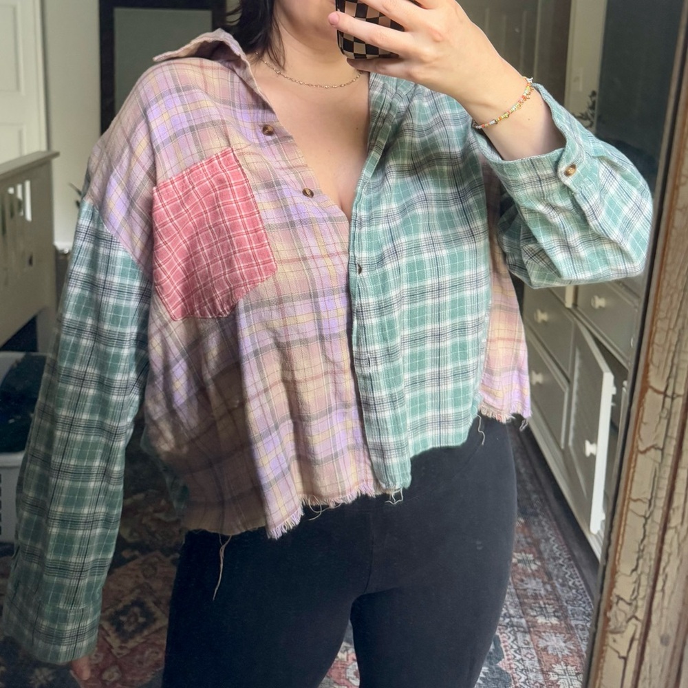 Patchwork Cropped Flannel - image 1